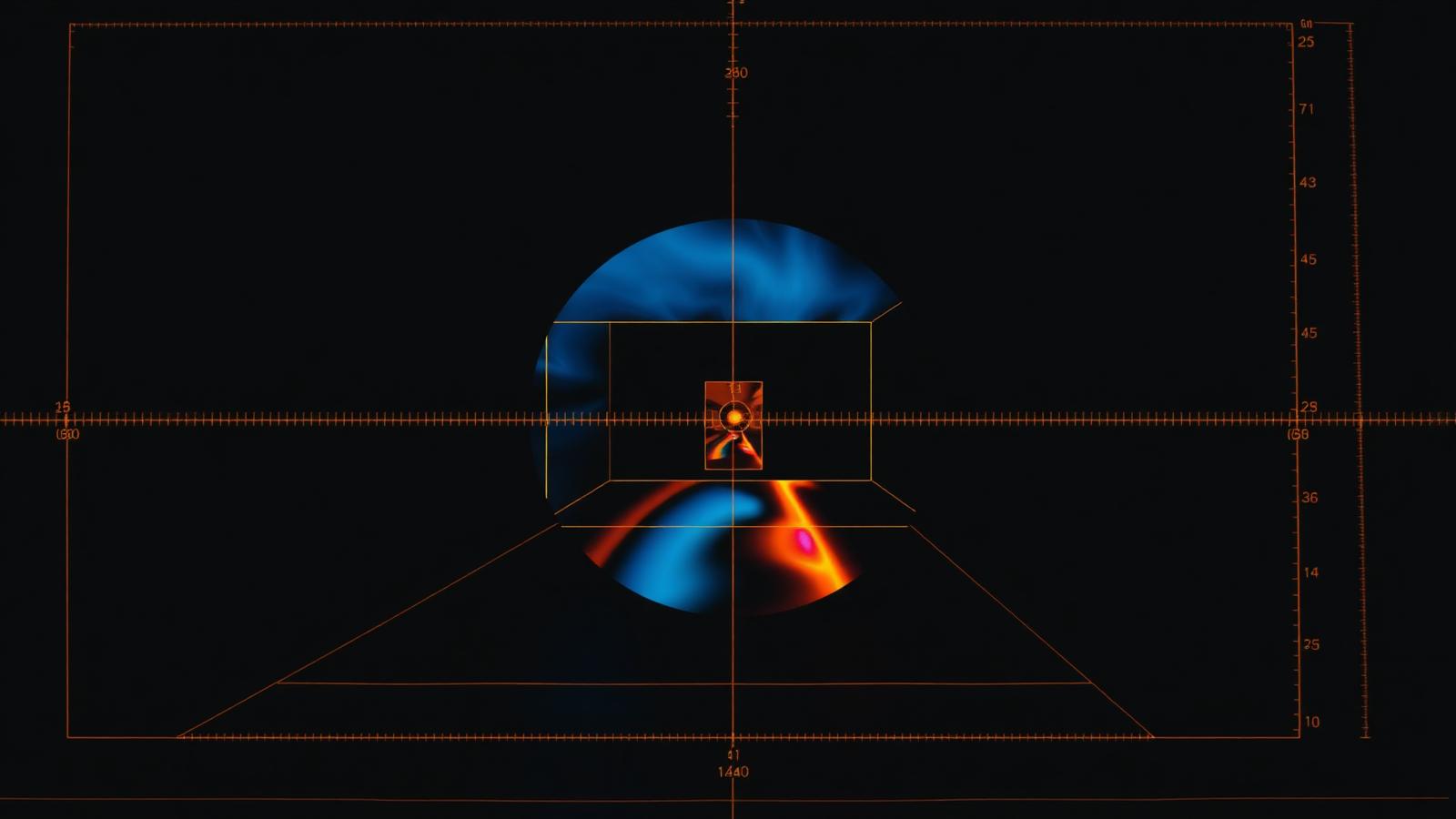 Composizione tecnica: contorni isotermici arancioni e ciano su schema dell'involucro edilizio